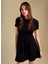 Yuvarlak Yaka Düz Siyah Mini Kadın Elbise PBF5WL-ELB0117 3