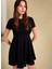 Yuvarlak Yaka Düz Siyah Mini Kadın Elbise PBF5WL-ELB0117 6