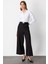 Kadın Beli Kemerli Bol Paça Pantolon 64133 Siyah 2