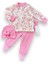 Litaetrend 3-6-9-12 Ay Çiçek Baskılı Şapkalı Çıtçıt Kapamalı Patikli 3lü Kız Bebek Takımı Pembe 1