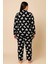 Kadın 20703 Büyük Beden Düğmeli Pijama Takımı Siyah 2