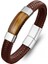 Kaplan Gözü Taşlı Kahverengi Deri Erkek Çelik Bileklik 9594B6D2 1