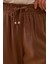 Kadın Bilek Boy Bağcıklı Pantolon 1023 Kahverengi 2