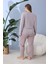 %100 Pamuklu Mevsimlik Kumaş Büyük Beden Kadın Pijama Takımı 30101 4