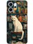 Oppo Reno 14F Uyumlu Kitaplık Beyaz Kedi Tasarımlı Baskılı Silikon Kılıf 1