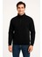 Erkek Dik Yaka Sweatshirt Dik Yaka Yarım Fermuarlı 3 Iplik Şardonlu Pamuk Kumaş - Siyah 6