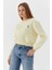 Çiçek Işleme Detaylı Crop Sweatshirt Sarı 3