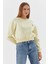 Çiçek Işleme Detaylı Crop Sweatshirt Sarı 4