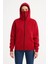 Samuray Ninja Çift Kapüşonlu Kadın Hoodie Oversize Kanguru Cepli, Bahar & Kışlık Fermuarlı Sweatshirt- Kırmızı 3