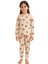 Ekru Renk Kırmızı Fiyonk Baskılı Kız Çocuk Pijama Takımı 1