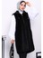 Siyah Kapşonlu Kürk yelek 1