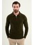 Düz Slim Fit Fermuarlı Polo Yaka Şönil Kumaş Erkek Triko 1