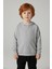 Unisex Çocuk Basic Pamuklu Kapüşonlu Sweatshirt - Gri 1