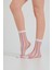 Kadın Dik Renkli Çizgili İnce Soket Çorap Beyaz 3