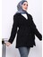 Siyah Kruvaze Yaka Çift Düğmeli Kaşe Kaban 3