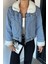 Kadın Içi Peluş Jean Kot Ceket P-00018967 3