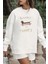 Kadın Köpek Baskılı Şardonlu Oversize Sweatshirt 1