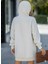 Kadın Oversize Kapüşonlu Sweatshirt Yan Fermuar Detaylı Uzun Kollu Ekru Tunik 3
