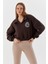 Polo Yaka Şardonlu Sweatshirt Kahve 1