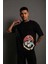 Erkek Mario Baskılı Oversize T-Shirt - Siyah 1
