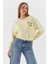 Baskılı Crop Sweatshirt Sarı 1