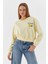 Baskılı Crop Sweatshirt Sarı 2