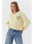 Baskılı Crop Sweatshirt Sarı 3