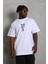 Unisex Oversize Baskılı Bisiklet Yaka T-Shirt - Beyaz 2
