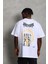 Unisex Oversize Baskılı Bisiklet Yaka T-Shirt - Beyaz 5