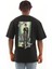 Unisex Oversize Baskılı Bisiklet Yaka T-Shirt - Siyah 5