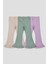 Kız Çocuk Pamuklu Ribana Fırfırlı Paça Tayt – 3'lü Renkli Set 2