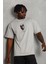 Unisex Oversize Baskılı Bisiklet Yaka T-Shirt - Gri 1