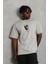 Unisex Oversize Baskılı Bisiklet Yaka T-Shirt - Gri 2