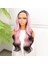 Siyah Pembe Ombre Fiber Sentetik Tül Peruk 4