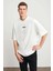 Unisex Baskılı Oversize T-Shirt - Beyaz 3