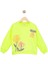 Kız Çocuk Sweatshirt Fosforlu Yeşil Uzun Kollu Yazı ve Çiçek Desenli Çocuk Sweat 2