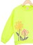 Kız Çocuk Sweatshirt Fosforlu Yeşil Uzun Kollu Yazı ve Çiçek Desenli Çocuk Sweat 5