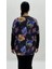 Büyük Beden Viskon Çiçek Desenli Taşlı Uzun Kol Oversize Kadın Bluz 4