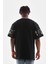 Unisex Bisiklet Yaka Baskılı Oversize T-Shirt - Siyah 7