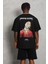 Unisex Oversize Baskılı Bisiklet Yaka T-Shirt - Siyah 4