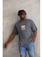 Unisex Baskılı Oversize T-Shirt - Füme 7