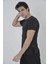 Erkek Yandan Fermuarli Slim Fit T-Shirt - Siyah 1