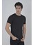 Erkek Yandan Fermuarli Slim Fit T-Shirt - Siyah 2