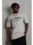 Unisex Oversize Baskılı Bisiklet Yaka T-Shirt - Gri 5