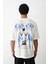 Unisex Baskılı Oversize T-Shirt - Beyaz 1