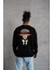 Unisex Bisiklet Yaka Baskılı Oversize Sweatshirt - Siyah 1