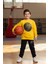 Basketball Yazı Desenli Sarı Renk Erkek Çocuk Eşofman Takımı 1