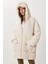 Kapüşonlu Oversize Şişme Mont LNT0014 Krem 4