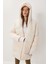 Kapüşonlu Oversize Şişme Mont LNT0014 Krem 5