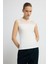 Tül Detaylı Kolsuz Triko Bluz Kemik 11544676001 1